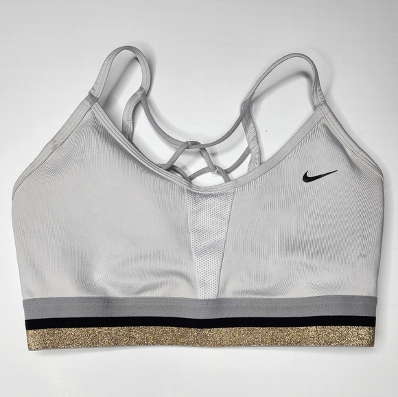 Nike Icon Clash Sport Bra Gold Accent Criss Cross Back Medium - Picture 3 of 8